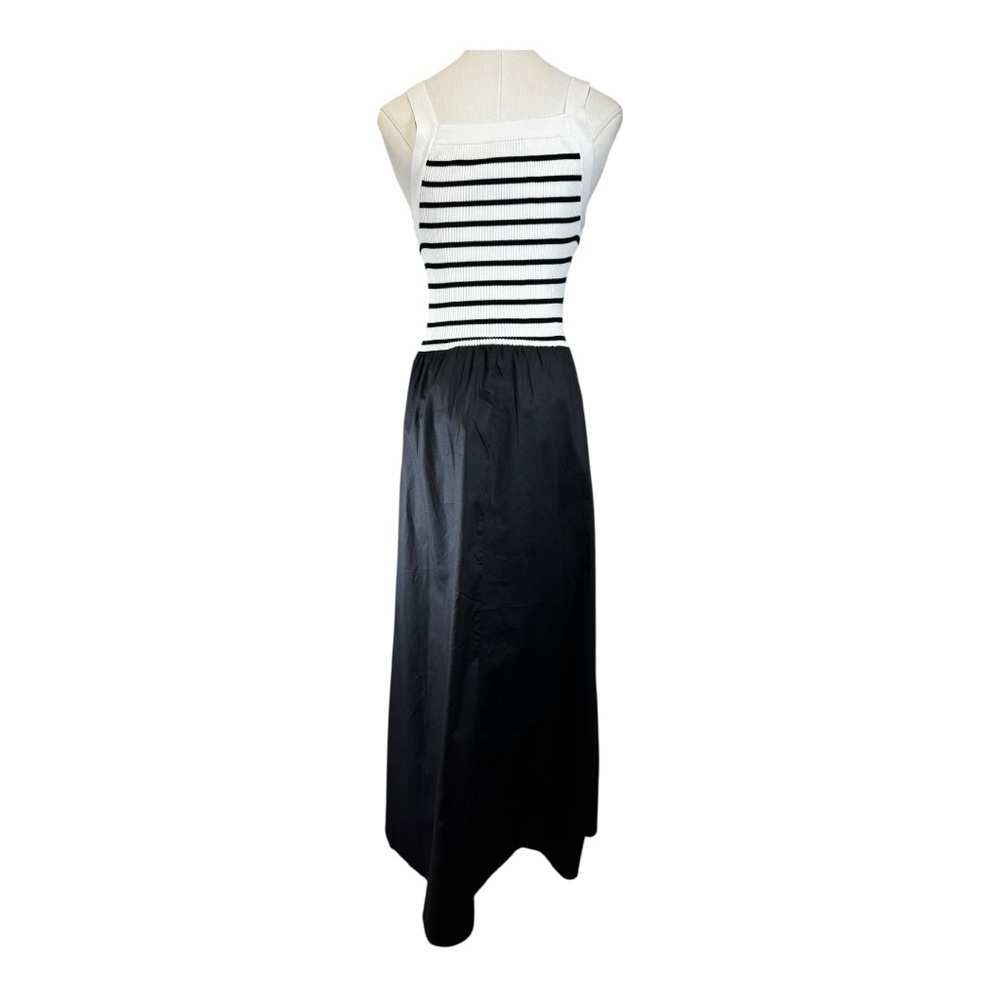 Moon River Black White Striped Knit Poplin Maxi Dress Medium Neutral Boho - Picture 5 of 8